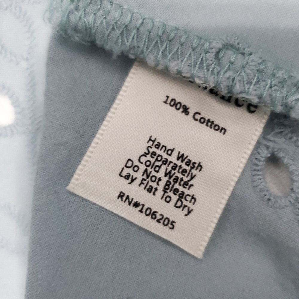 Womens Light Blue Eyelet Lace Peasant Top - Picture 9 of 9